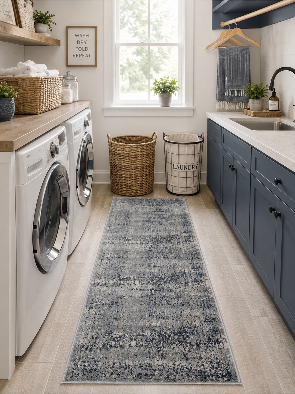Blue-Gray Runner Rug - Home Accents